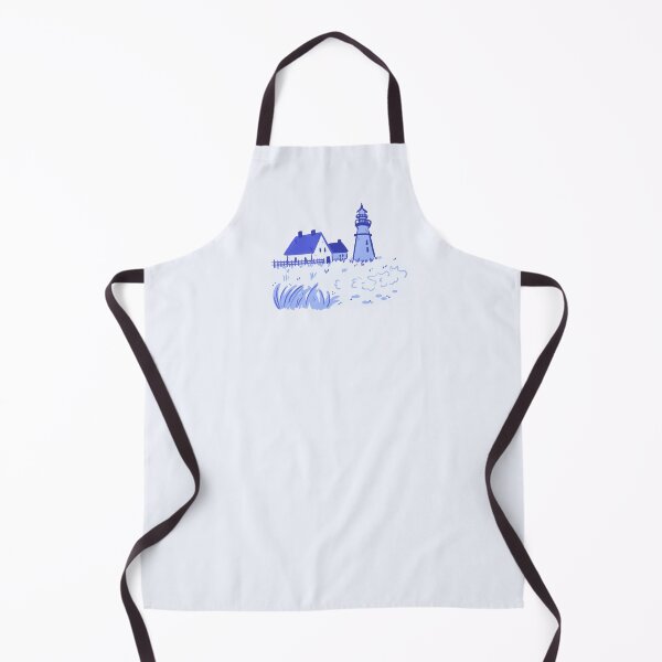 Item preview, Waterfront house with lighhouse blue monochromatic landscape designed and sold by rizdrawings.