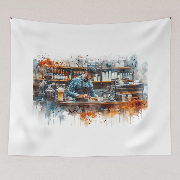 Item preview, Artistic Barista Creates Detailed Watercolor Coffee Art designed and sold by Shirtastically.