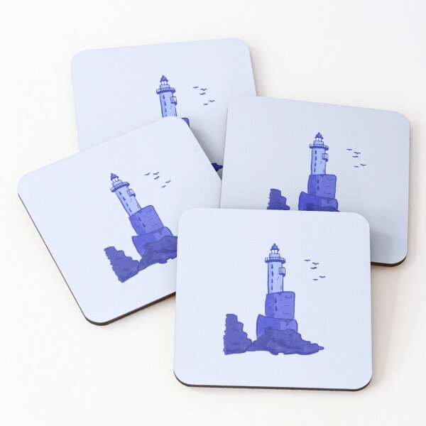 Item preview, Lighthouse landscape, blue monochrome designed and sold by rizdrawings.
