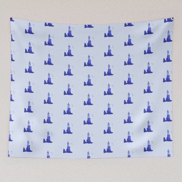 Item preview, Lighthouse landscape, blue monochrome designed and sold by rizdrawings.