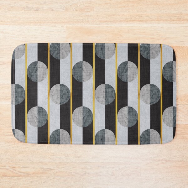 Item preview, Abstract geometric textured drops // grunge grey tones linen texture black and gold texture dots circles and stripes art deco modern look designed and sold by SelmaCardoso.