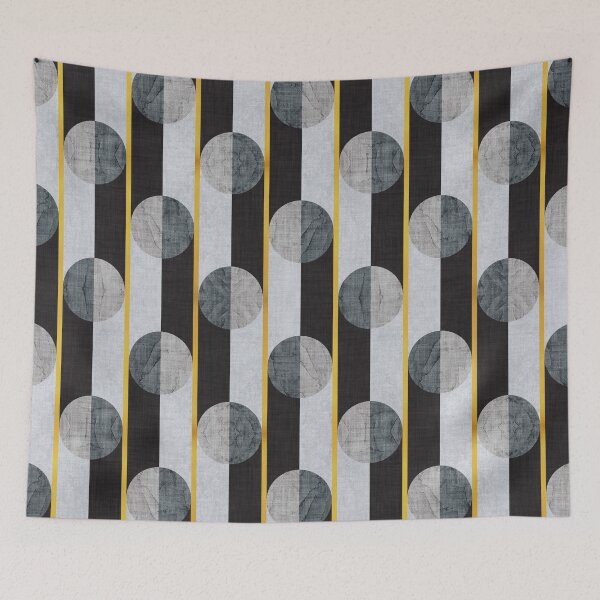 Item preview, Abstract geometric textured drops // grunge grey tones linen texture black and gold texture dots circles and stripes art deco modern look designed and sold by SelmaCardoso.