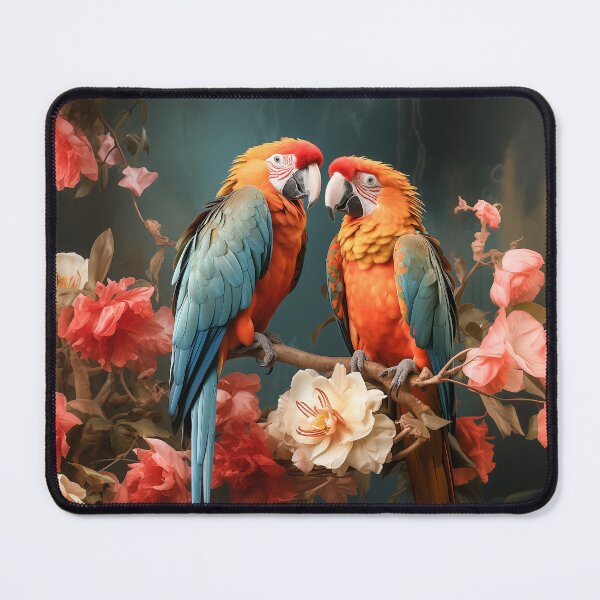 Item preview, "Parrots on Flowered Branch" designed and sold by MacroArtHub.