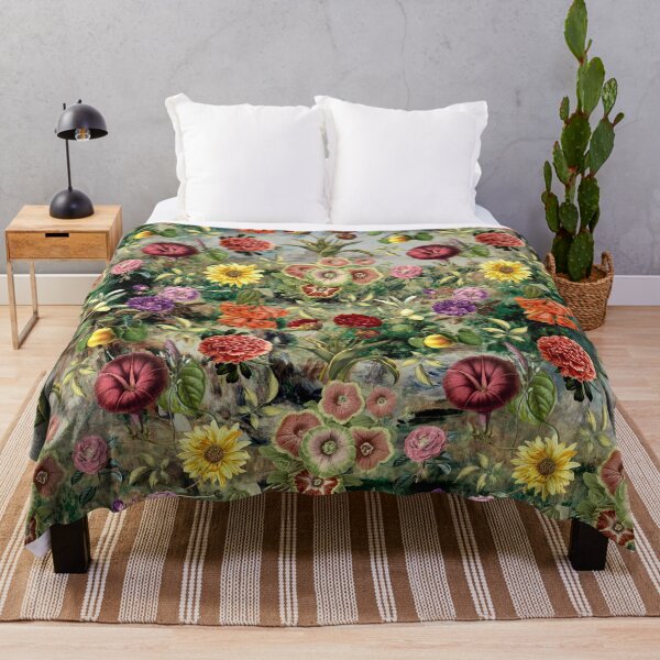 Item preview, Vintage flowers and roses exotic summer garden, botanical pattern, floral illustration, multicoloured green vintage floral designed and sold by ZeinabTaha.
