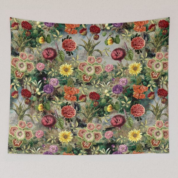 Item preview, Vintage flowers and roses exotic summer garden, botanical pattern, floral illustration, multicoloured green vintage floral designed and sold by ZeinabTaha.