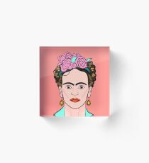 Frida Kahlo ( Coral background ) Acrylic Block