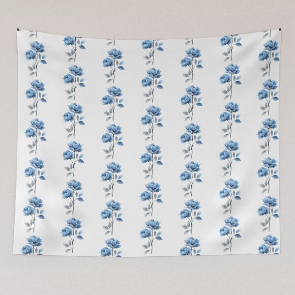 Item preview, Blue Flowers Illustration Watercolors Weddings Anniversary designed and sold by FernLiz.