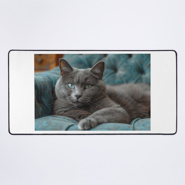 Item preview, Trendy Grey Feline in Cyan Eyes Parlor Setting designed and sold by Shirtastically.