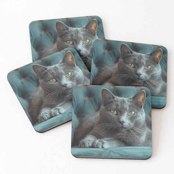 Item preview, Relaxed Grey Cat with Cyan Eyes in a Parlor designed and sold by Shirtastically.