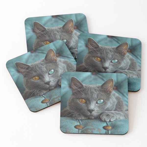 Item preview, Cyan-Eyed Grey Cat in Antique Parlor Ambiance designed and sold by Shirtastically.