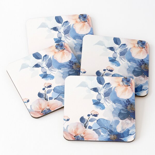 Item preview, Blue Peach Blooms Watercolor Flowers designed and sold by SellingWSarah17.