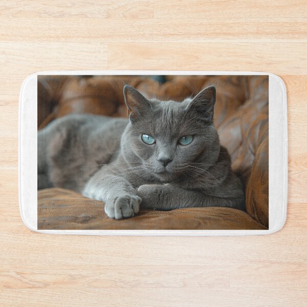 Item preview, Captivating Grey Cat with Cyan Eyes in Antique Parlor designed and sold by Shirtastically.