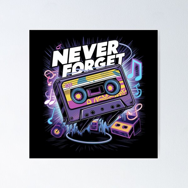 Item preview, Never Forget - 80s Cassette Tape Vintage Music designed and sold by ArtLabCreations.