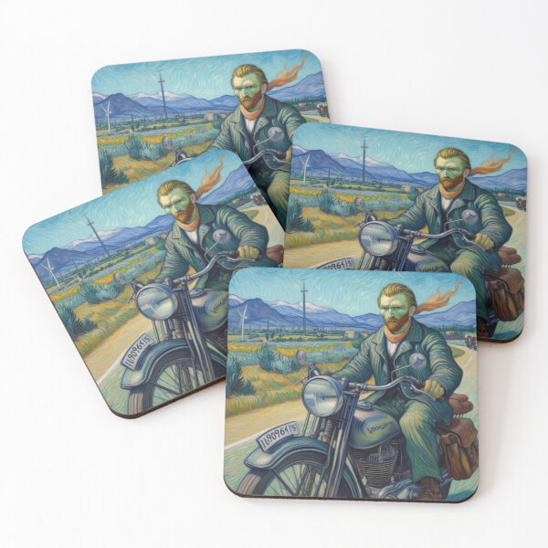 Item preview, Van Gogh on Motorcycle Funny Self Portrait painting  designed and sold by ArtUnova.