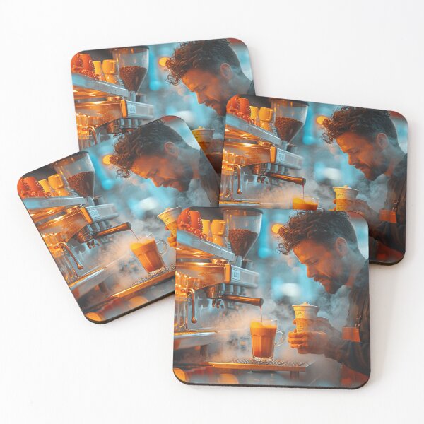 Item preview, Expert Barista Crafting Perfect Espresso at Vibrant Coffee Shop designed and sold by Shirtastically.