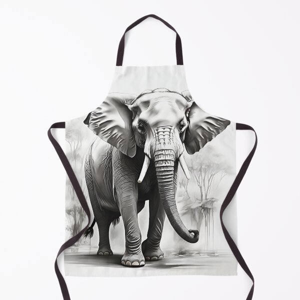 Item preview, Black and White Elephant family pencil drawing designed and sold by Pencil-Art.