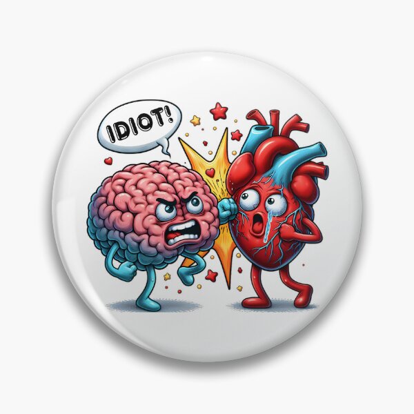 Item preview, Brain vs Heart cartoon fight designed and sold by BuxomBabe21.