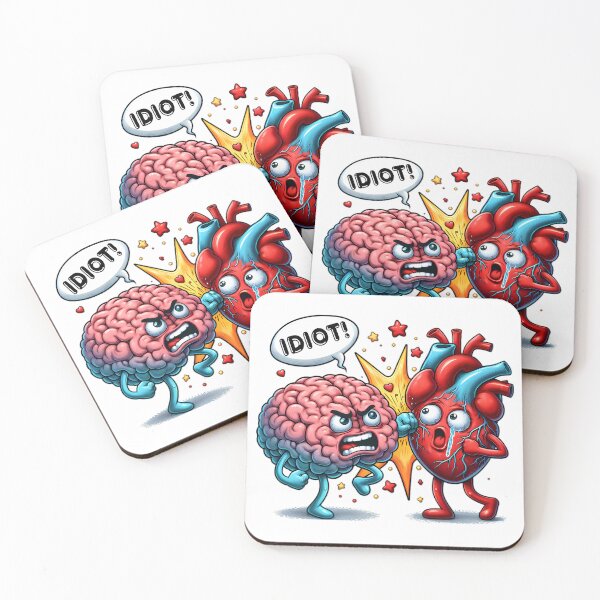 Item preview, Brain vs Heart cartoon fight designed and sold by BuxomBabe21.