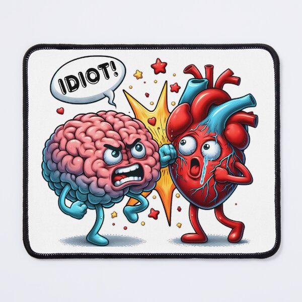 Item preview, Brain vs Heart cartoon fight designed and sold by BuxomBabe21.