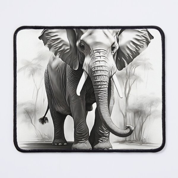 Item preview, Black and White Elephant family pencil drawing designed and sold by Pencil-Art.