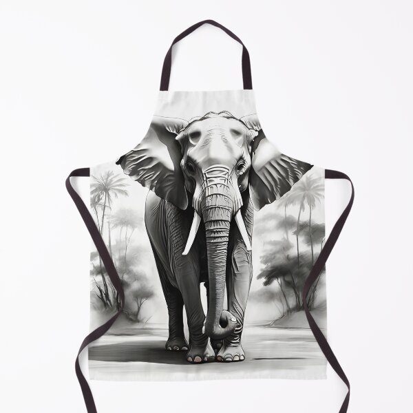 Item preview, Black and White Elephant family pencil drawing designed and sold by Pencil-Art.
