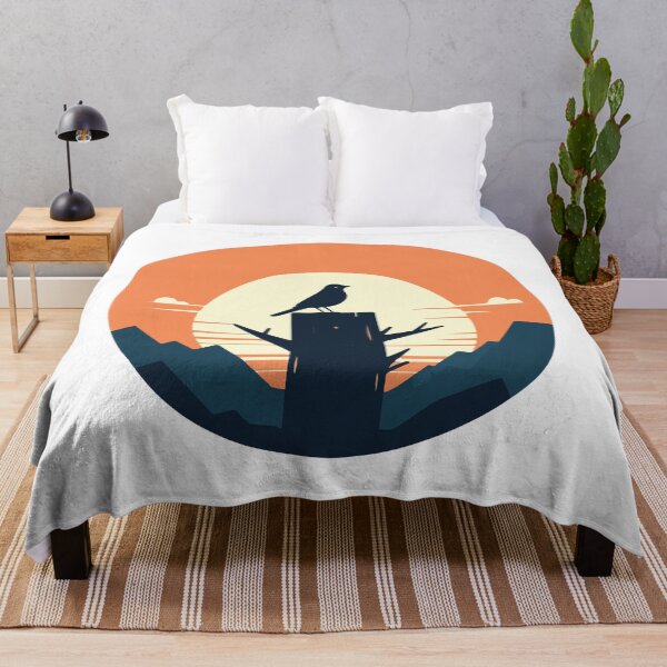 Item preview, Silhouette of Bird on Tree Against Sunset Sky designed and sold by Colorful Dreams.