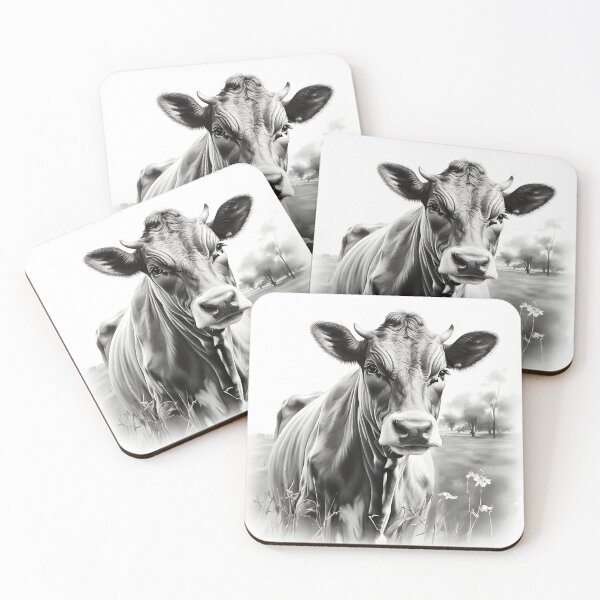 Item preview, Black and white Cow pencil drawing designed and sold by Pencil-Art.