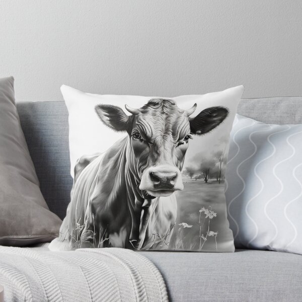 Item preview, Black and white Cow pencil drawing designed and sold by Pencil-Art.