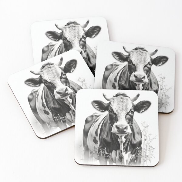 Item preview, Black and white Cow pencil drawing designed and sold by Pencil-Art.
