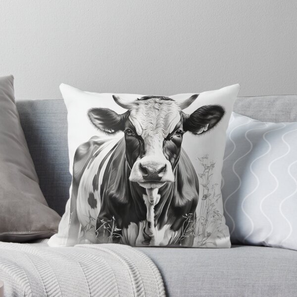 Item preview, Black and white Cow pencil drawing designed and sold by Pencil-Art.