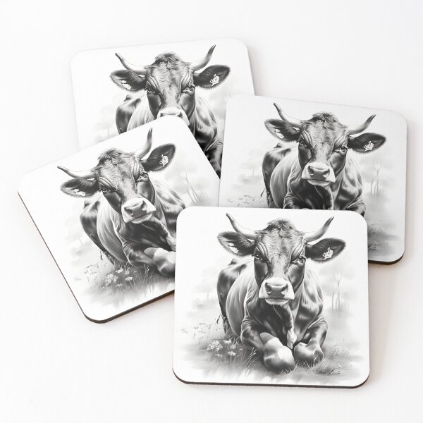 Item preview, Black and white Cow pencil drawing designed and sold by Pencil-Art.
