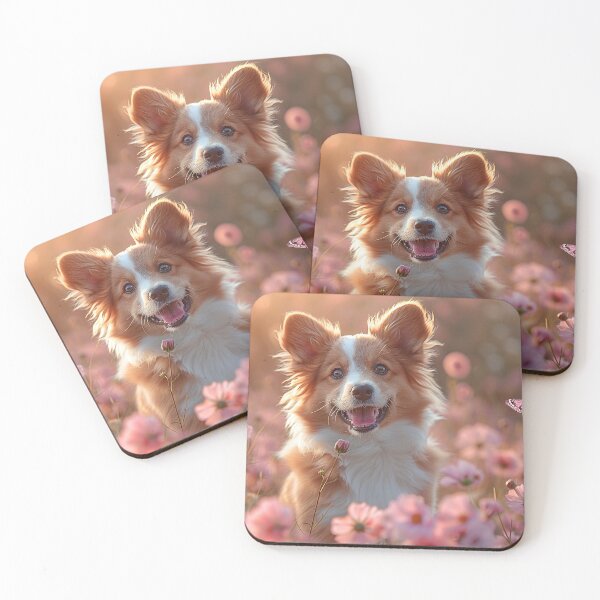 Item preview, Adorable Dog in a Pink-Violet Garden With a Trendy Butterfly designed and sold by Shirtastically.
