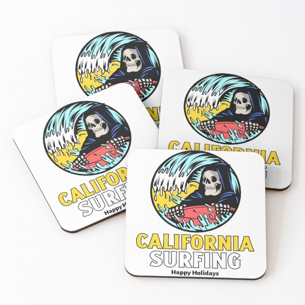 Item preview, "happy holidays" california surfing - summer - skeleton - sea - beach - california designed and sold by DeCodeArtShop.