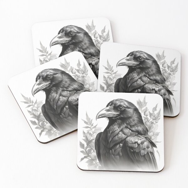 Item preview, Black and white Raven pencil drawing designed and sold by Pencil-Art.