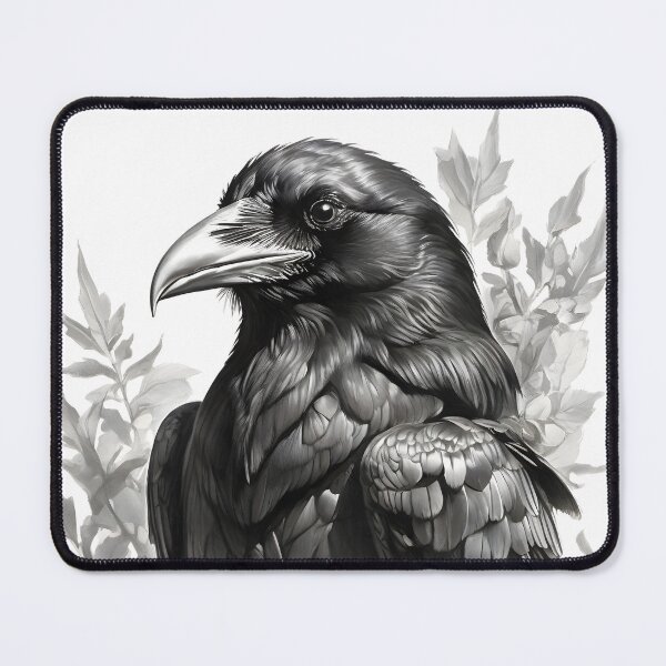 Item preview, Black and white Raven pencil drawing designed and sold by Pencil-Art.
