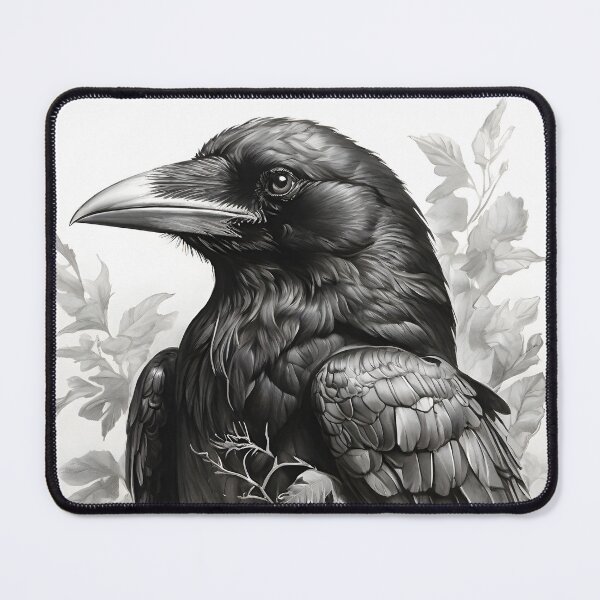Item preview, Black and white Raven pencil drawing designed and sold by Pencil-Art.