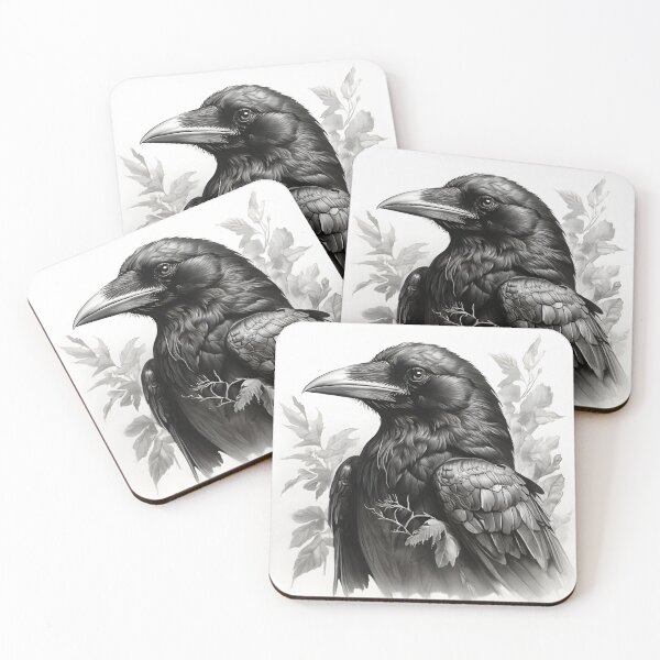 Item preview, Black and white Raven pencil drawing designed and sold by Pencil-Art.