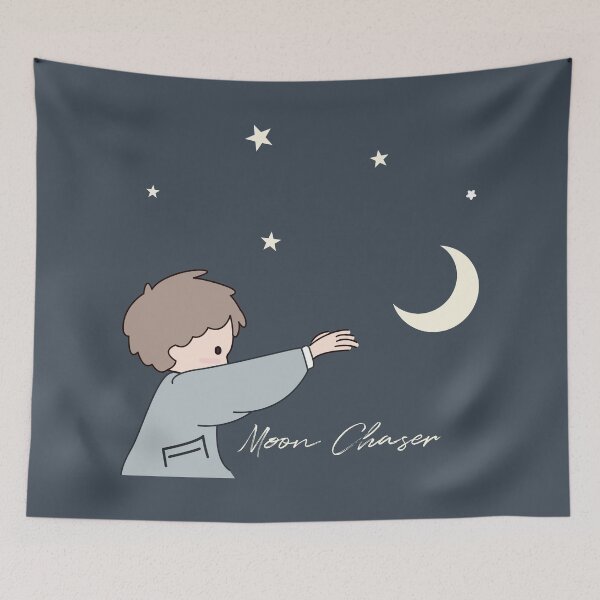 Item preview, Cute Anime and Manga Chibi guy chasing moon  designed and sold by Khial.
