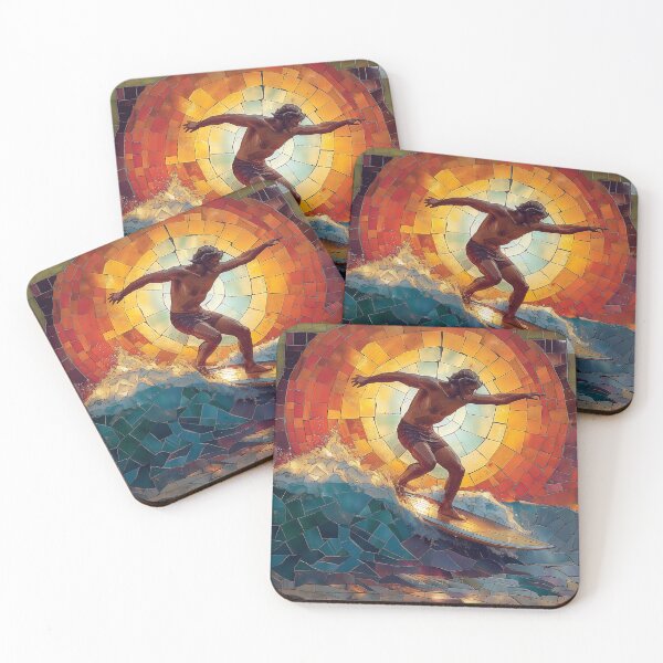 Item preview, Deco Wave Rider: A Surfing Mosaic designed and sold by Tsurfinculture.