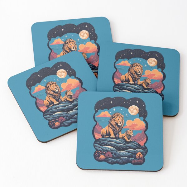 Item preview, Lion and Cub - Under the Stars, We Roam Free designed and sold by faunathreads.
