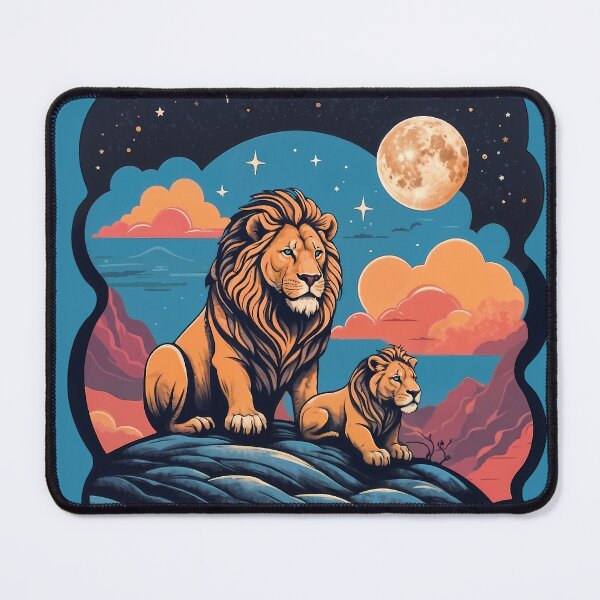 Item preview, Lion and Cub - Under the Stars, We Roam Free designed and sold by faunathreads.