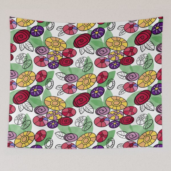 Item preview, Retro flowers repeat designed and sold by MinnietheCat.