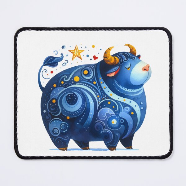 Item preview, Scandinavian Folk Art Blue Bull designed and sold by FOLK ART FUSION.