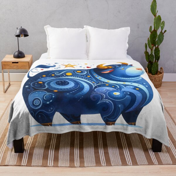 Item preview, Scandinavian Folk Art Blue Bull designed and sold by FOLK ART FUSION by heidiannemorris.