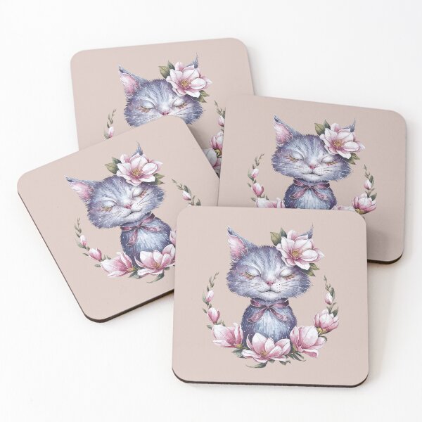 Item preview, Sleepy cat with magnolias designed and sold by Tajdi.