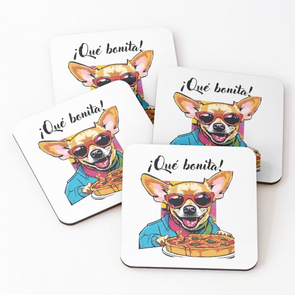 Item preview, Pop Art Drawing Chihuahua Eating a Deep Dish Pizza Eclectic Pop culture Spanish whimsey designed and sold by Wolvescreate.