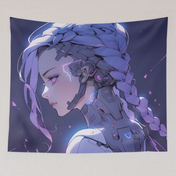 Item preview, Serene Violet Cybernetic Anime Girl designed and sold by bubblegoth.