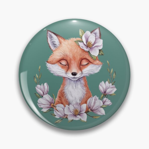 Item preview, Cute sleepy fox with magnolias designed and sold by Tajdi.