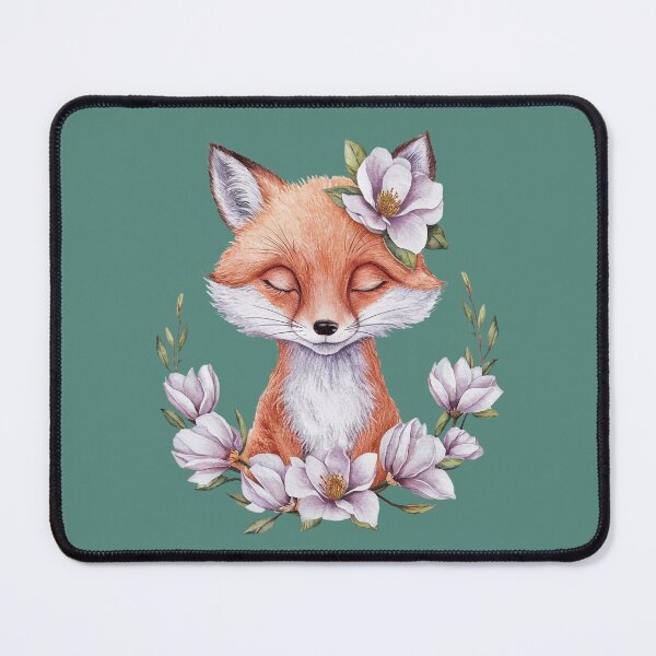 Item preview, Cute sleepy fox with magnolias designed and sold by Tajdi.