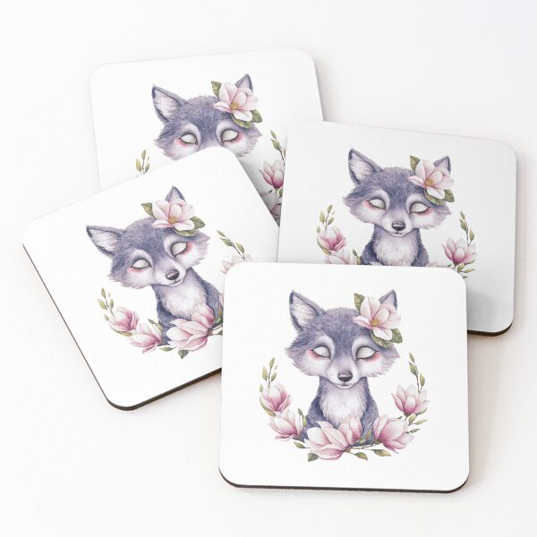 Item preview, Lovely wolf with magnolias designed and sold by Tajdi.